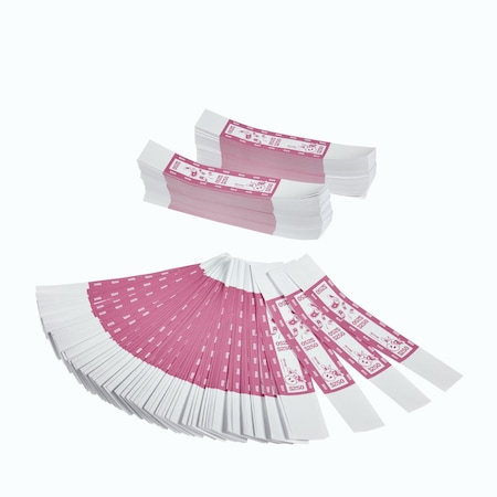 Self-Sealing Currency Bands, Pink, $250, Pack Of 1000